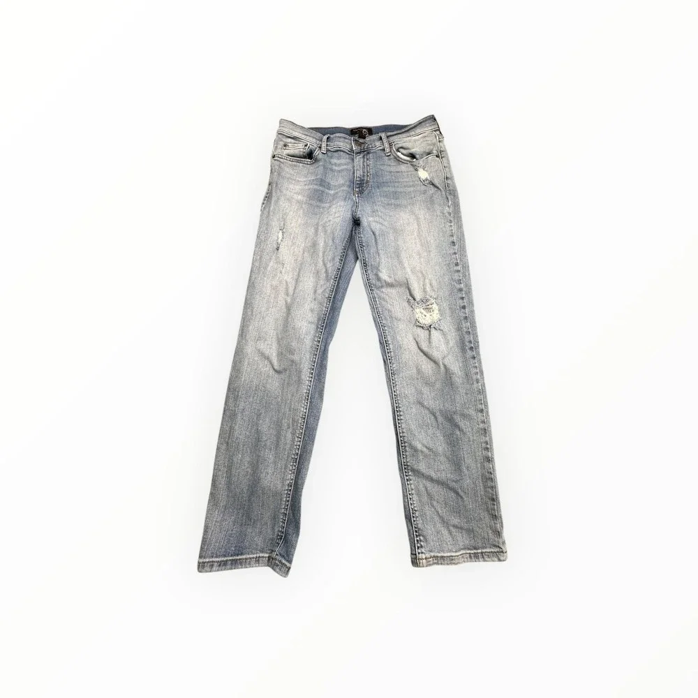 Banana Republic Girlfriend Jeans Womens 28/6P Light Wash Distressed Denim Petite